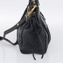 Miu Miu Vitter Lux Hand Bag Leather 2way Black Gold Auth 212549M-5
