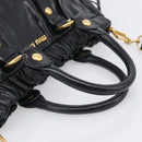 Miu Miu Vitter Lux Hand Bag Leather 2way Black Gold Auth 212549M-7
