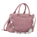 Miu Miu Matelasse Hand Bag Leather 3way Pink Silver Auth 212550A-1