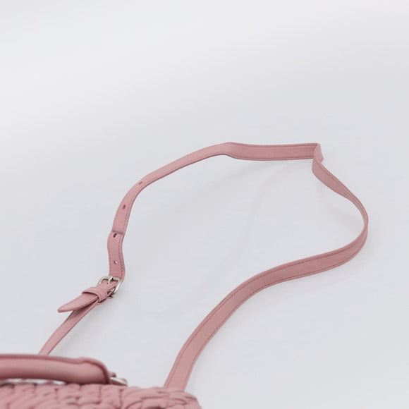 Miu Miu Matelasse Hand Bag Leather 3way Pink Silver Auth 212550A