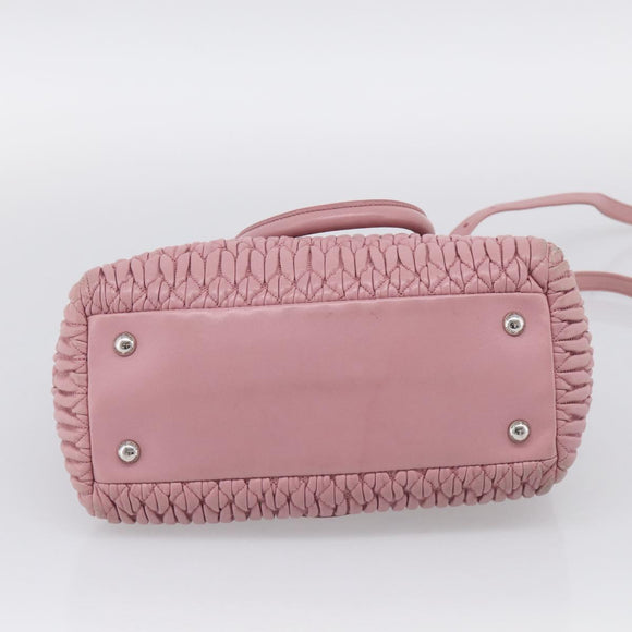 Miu Miu Matelasse Hand Bag Leather 3way Pink Silver Auth 212550A