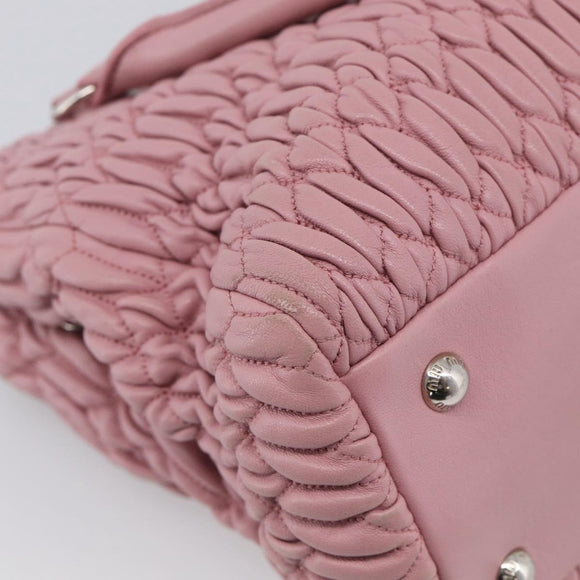 Miu Miu Matelasse Hand Bag Leather 3way Pink Silver Auth 212550A