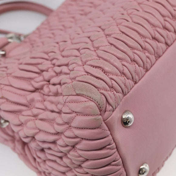 Miu Miu Matelasse Hand Bag Leather 3way Pink Silver Auth 212550A