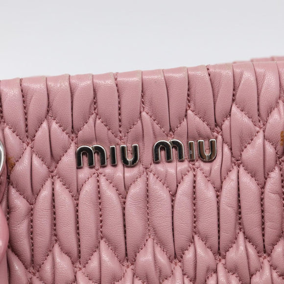 Miu Miu Matelasse Hand Bag Leather 3way Pink Silver Auth 212550A