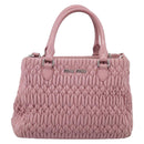 Miu Miu Matelasse Hand Bag Leather 3way Pink Silver Auth 212550A-2