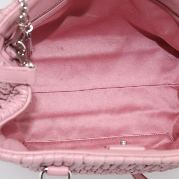 Miu Miu Matelasse Hand Bag Leather 3way Pink Silver Auth 212550A