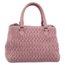 Miu Miu Matelasse Hand Bag Leather 3way Pink Silver Auth 212550A-3