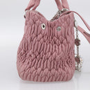 Miu Miu Matelasse Hand Bag Leather 3way Pink Silver Auth 212550A-4