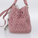 Miu Miu Matelasse Hand Bag Leather 3way Pink Silver Auth 212550A-5