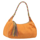 Miu Miu Shoulder Bag Canvas Orange Gold Auth 212551A-1