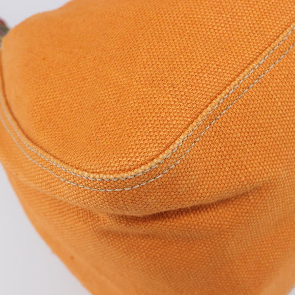 Miu Miu Shoulder Bag Canvas Orange Gold Auth 212551A