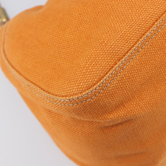 Miu Miu Shoulder Bag Canvas Orange Gold Auth 212551A