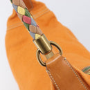 Miu Miu Shoulder Bag Canvas Orange Gold Auth 212551A-15