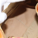 Miu Miu Shoulder Bag Canvas Orange Gold Auth 212551A-19