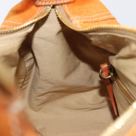 Miu Miu Shoulder Bag Canvas Orange Gold Auth 212551A