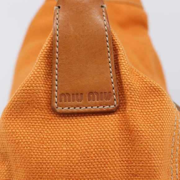 Miu Miu Shoulder Bag Canvas Orange Gold Auth 212551A