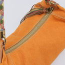 Miu Miu Shoulder Bag Canvas Orange Gold Auth 212551A-7