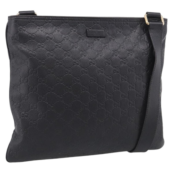 GUCCI GG Canvas Guccissima Shoulder Bag Leather Black Gold 201446 Auth 212553V