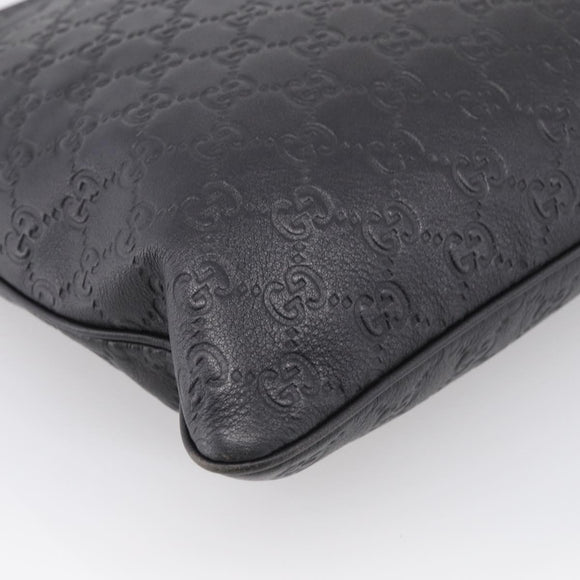 GUCCI GG Canvas Guccissima Shoulder Bag Leather Black Gold 201446 Auth 212553V