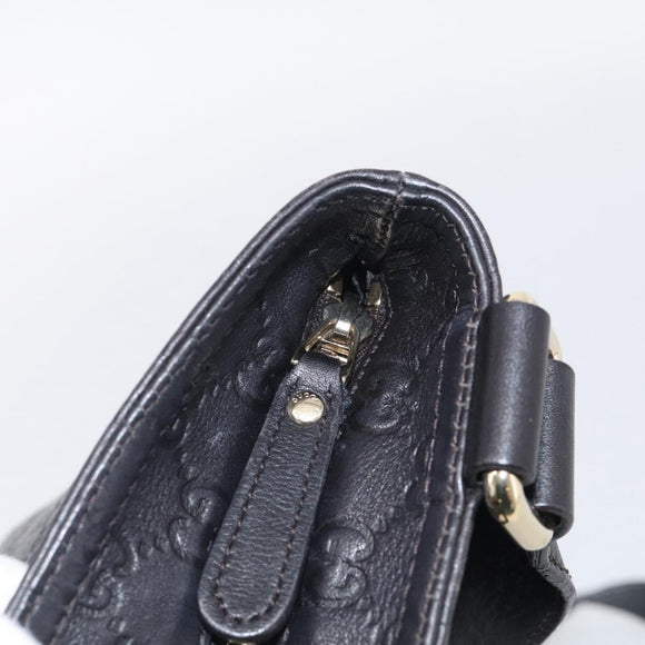 GUCCI GG Canvas Guccissima Shoulder Bag Leather Black Gold 201446 Auth 212553V