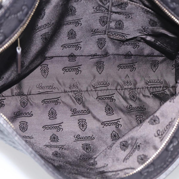 GUCCI GG Canvas Guccissima Shoulder Bag Leather Black Gold 201446 Auth 212553V