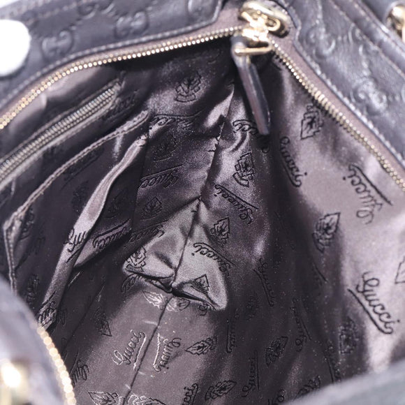 GUCCI GG Canvas Guccissima Shoulder Bag Leather Black Gold 201446 Auth 212553V