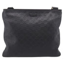 GUCCI GG Canvas Guccissima Shoulder Bag Leather Black Gold 201446 Auth 212553V-2