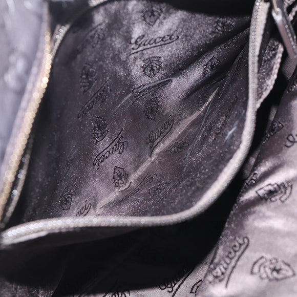GUCCI GG Canvas Guccissima Shoulder Bag Leather Black Gold 201446 Auth 212553V