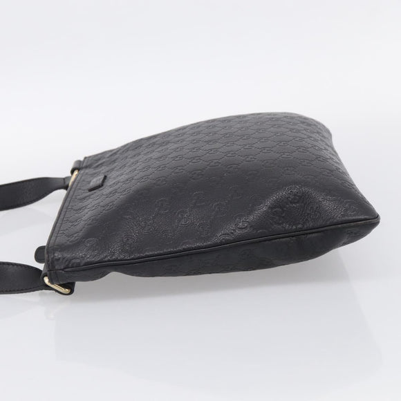 GUCCI GG Canvas Guccissima Shoulder Bag Leather Black Gold 201446 Auth 212553V