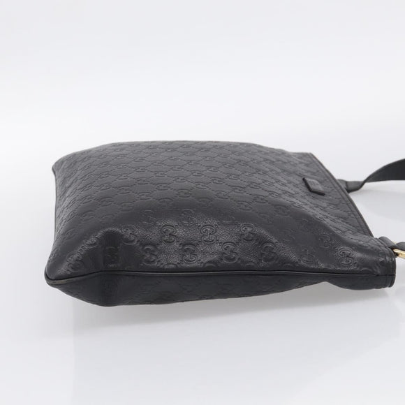 GUCCI GG Canvas Guccissima Shoulder Bag Leather Black Gold 201446 Auth 212553V
