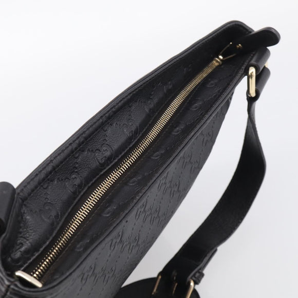 GUCCI GG Canvas Guccissima Shoulder Bag Leather Black Gold 201446 Auth 212553V