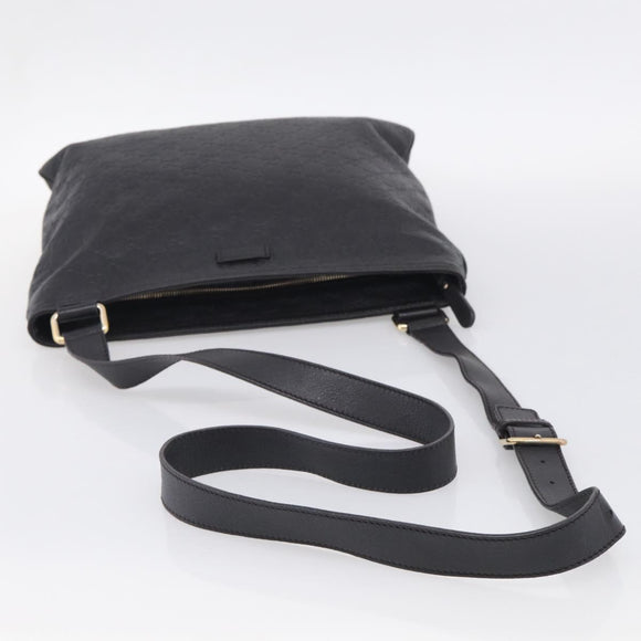 GUCCI GG Canvas Guccissima Shoulder Bag Leather Black Gold 201446 Auth 212553V