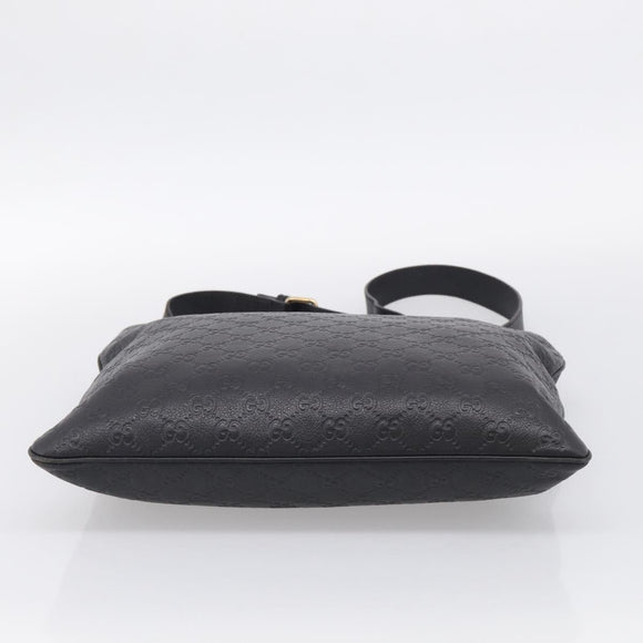 GUCCI GG Canvas Guccissima Shoulder Bag Leather Black Gold 201446 Auth 212553V