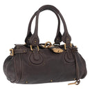 Chloe Paddington Hand Bag Leather Brown Gold Silver Auth 212555V-1