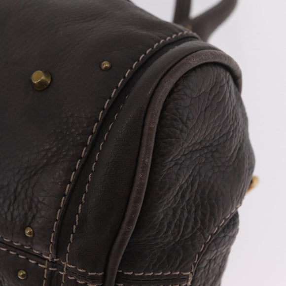 Chloe Paddington Hand Bag Leather Brown Gold Silver Auth 212555V