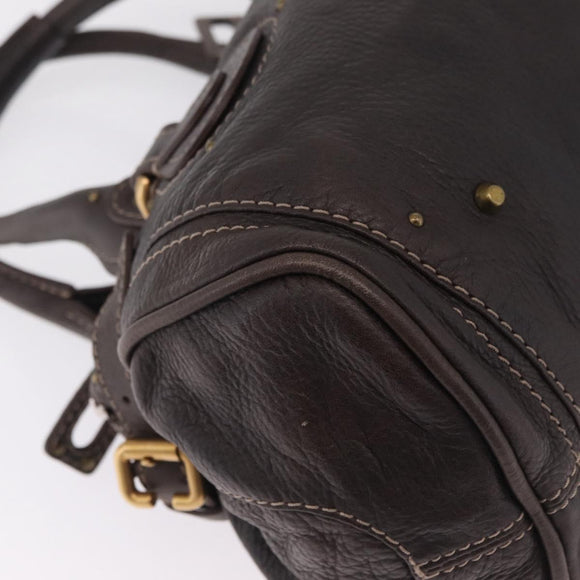 Chloe Paddington Hand Bag Leather Brown Gold Silver Auth 212555V