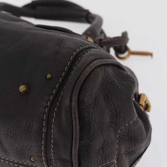 Chloe Paddington Hand Bag Leather Brown Gold Silver Auth 212555V