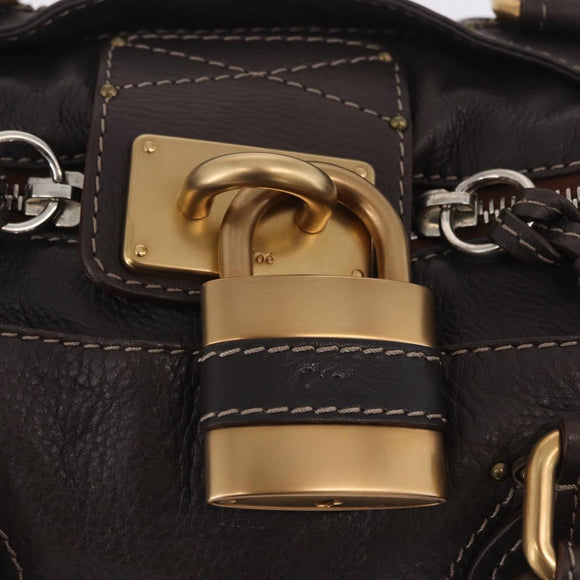 Chloe Paddington Hand Bag Leather Brown Gold Silver Auth 212555V