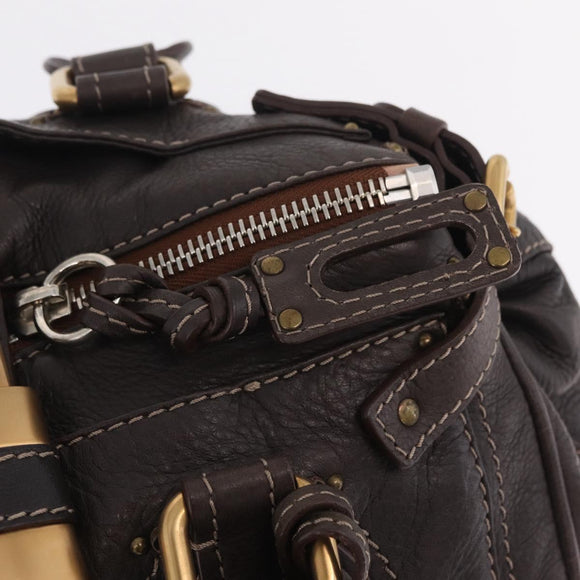 Chloe Paddington Hand Bag Leather Brown Gold Silver Auth 212555V