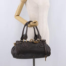 Chloe Paddington Hand Bag Leather Brown Gold Silver Auth 212555V-26