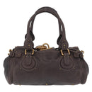 Chloe Paddington Hand Bag Leather Brown Gold Silver Auth 212555V-3