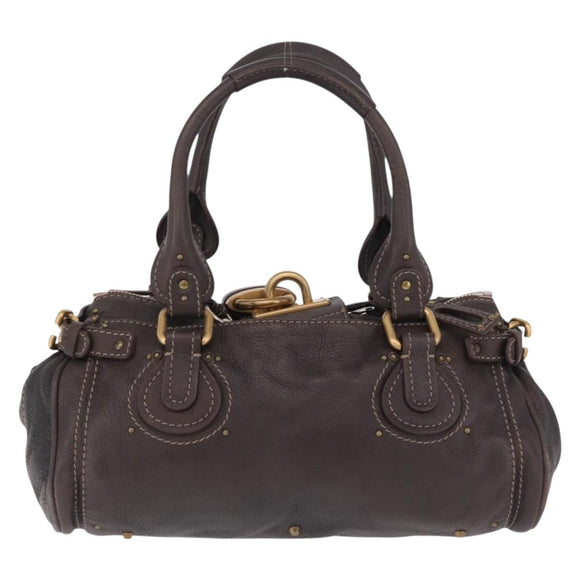 Chloe Paddington Hand Bag Leather Brown Gold Silver Auth 212555V