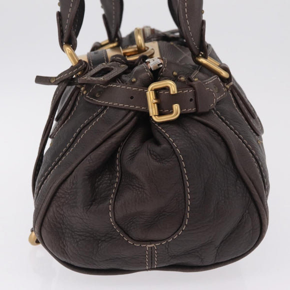 Chloe Paddington Hand Bag Leather Brown Gold Silver Auth 212555V