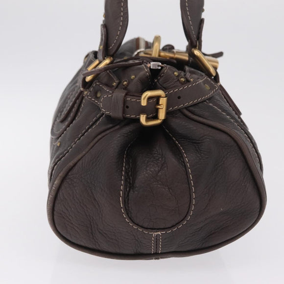 Chloe Paddington Hand Bag Leather Brown Gold Silver Auth 212555V