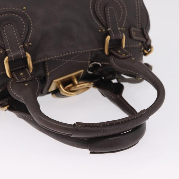 Chloe Paddington Hand Bag Leather Brown Gold Silver Auth 212555V