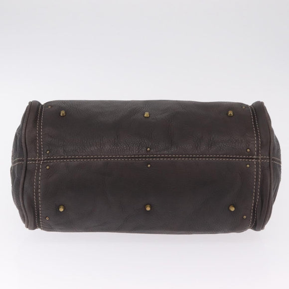 Chloe Paddington Hand Bag Leather Brown Gold Silver Auth 212555V