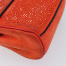 VERSACE Medusa Micro Chain Shoulder Bag Suede Orange Gold Auth 212556A-16