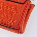 VERSACE Medusa Micro Chain Shoulder Bag Suede Orange Gold Auth 212556A-17