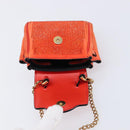 VERSACE Medusa Micro Chain Shoulder Bag Suede Orange Gold Auth 212556A-19