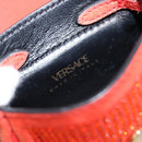 VERSACE Medusa Micro Chain Shoulder Bag Suede Orange Gold Auth 212556A-20